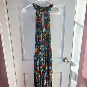 Anthro floral wide leg culotte halter jumpsuit
